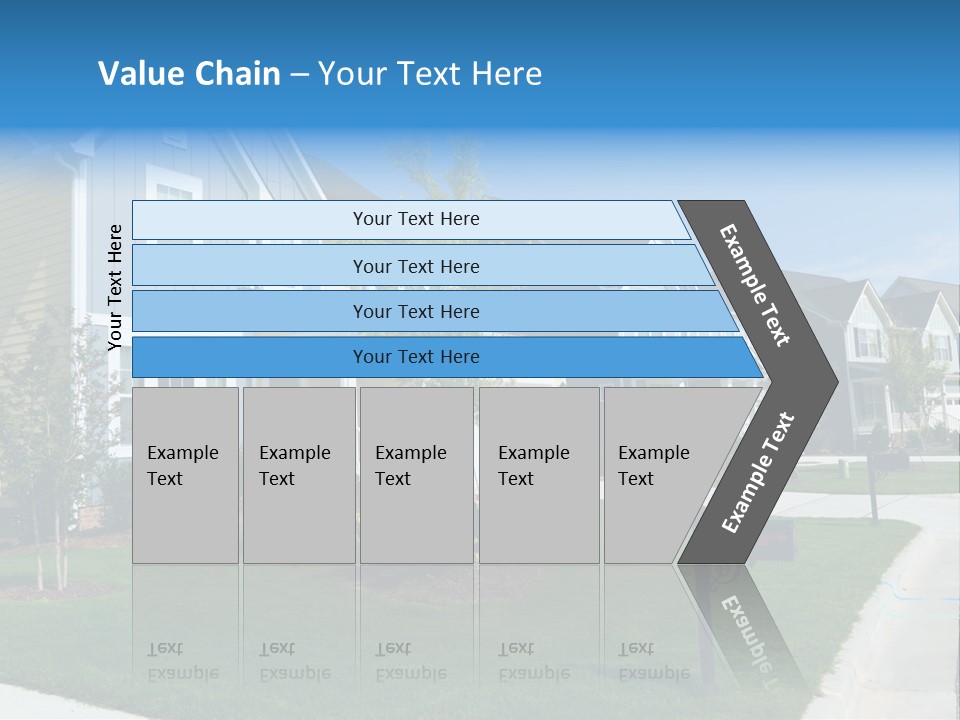 A Row Of Houses With A Blue Sign In Front Of Them PowerPoint Template