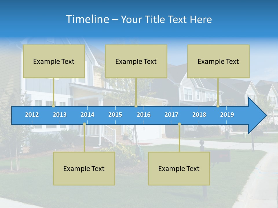 A Row Of Houses With A Blue Sign In Front Of Them PowerPoint Template
