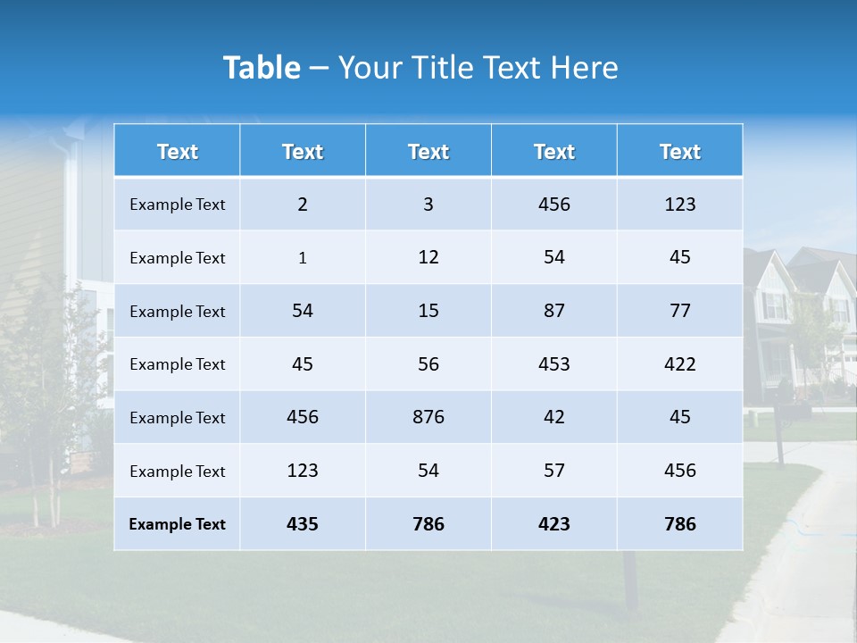 A Row Of Houses With A Blue Sign In Front Of Them PowerPoint Template