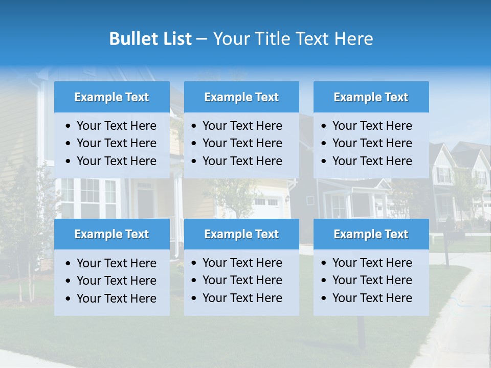 A Row Of Houses With A Blue Sign In Front Of Them PowerPoint Template