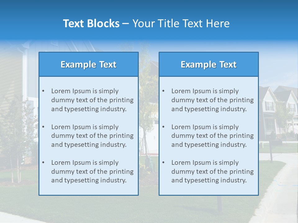 A Row Of Houses With A Blue Sign In Front Of Them PowerPoint Template