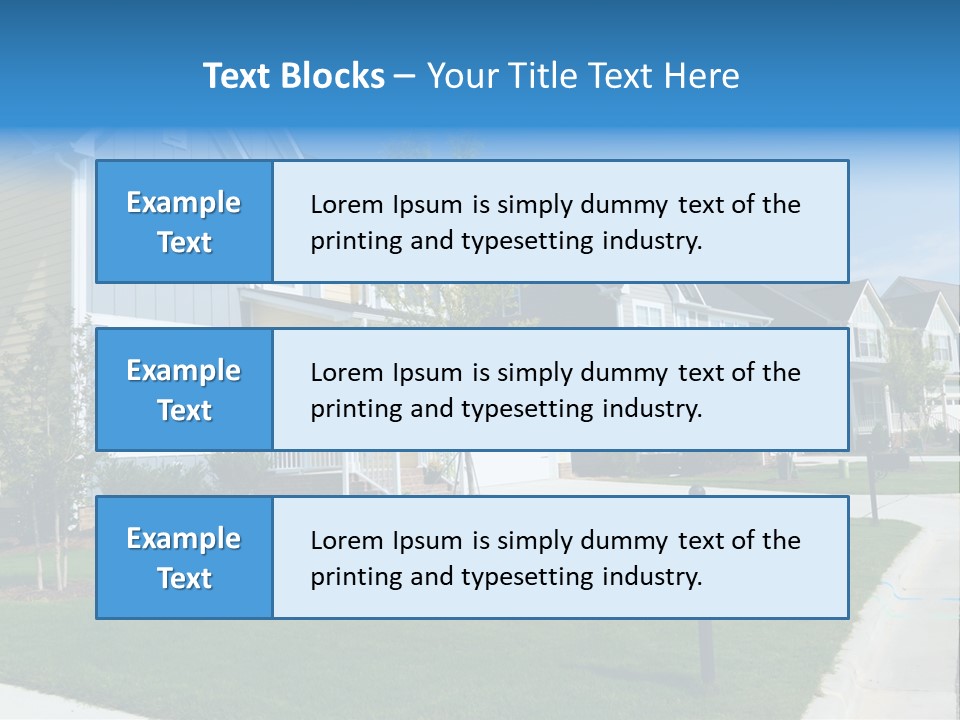 A Row Of Houses With A Blue Sign In Front Of Them PowerPoint Template