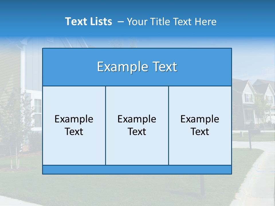 A Row Of Houses With A Blue Sign In Front Of Them PowerPoint Template