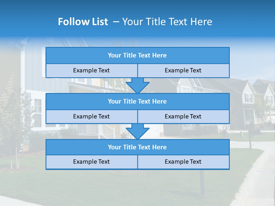 A Row Of Houses With A Blue Sign In Front Of Them PowerPoint Template