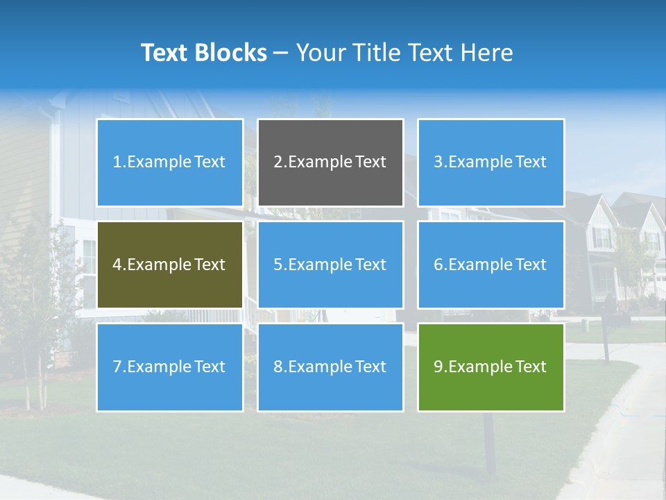 A Row Of Houses With A Blue Sign In Front Of Them PowerPoint Template