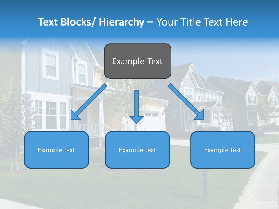 A Row Of Houses With A Blue Sign In Front Of Them PowerPoint Template