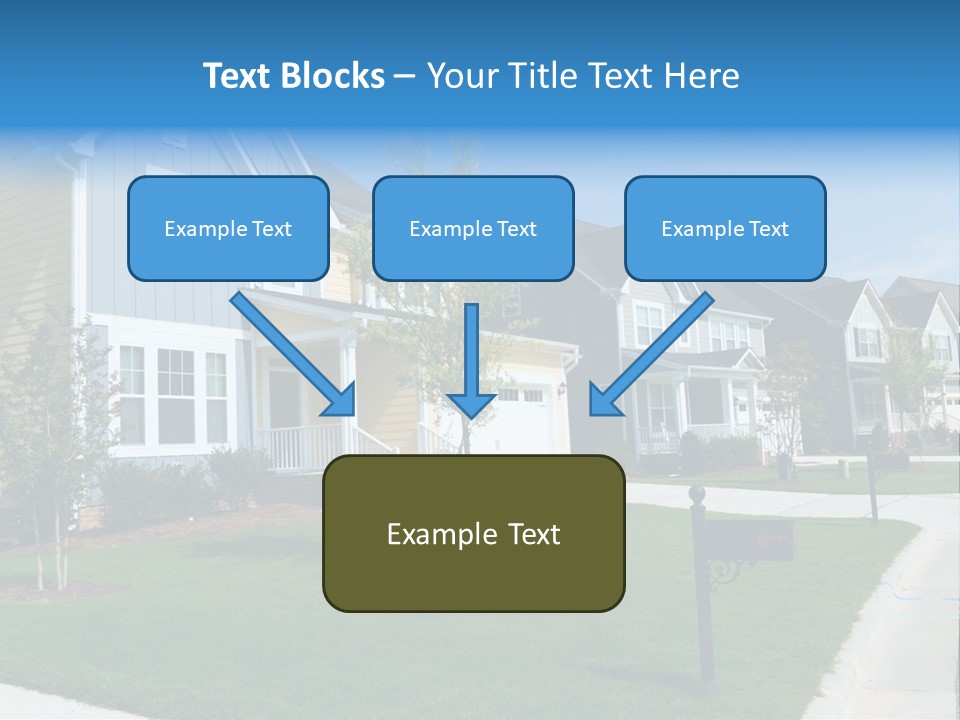 A Row Of Houses With A Blue Sign In Front Of Them PowerPoint Template