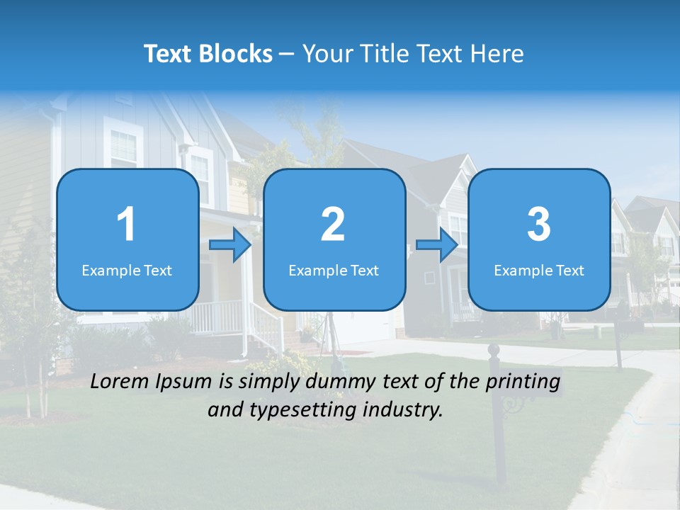 A Row Of Houses With A Blue Sign In Front Of Them PowerPoint Template