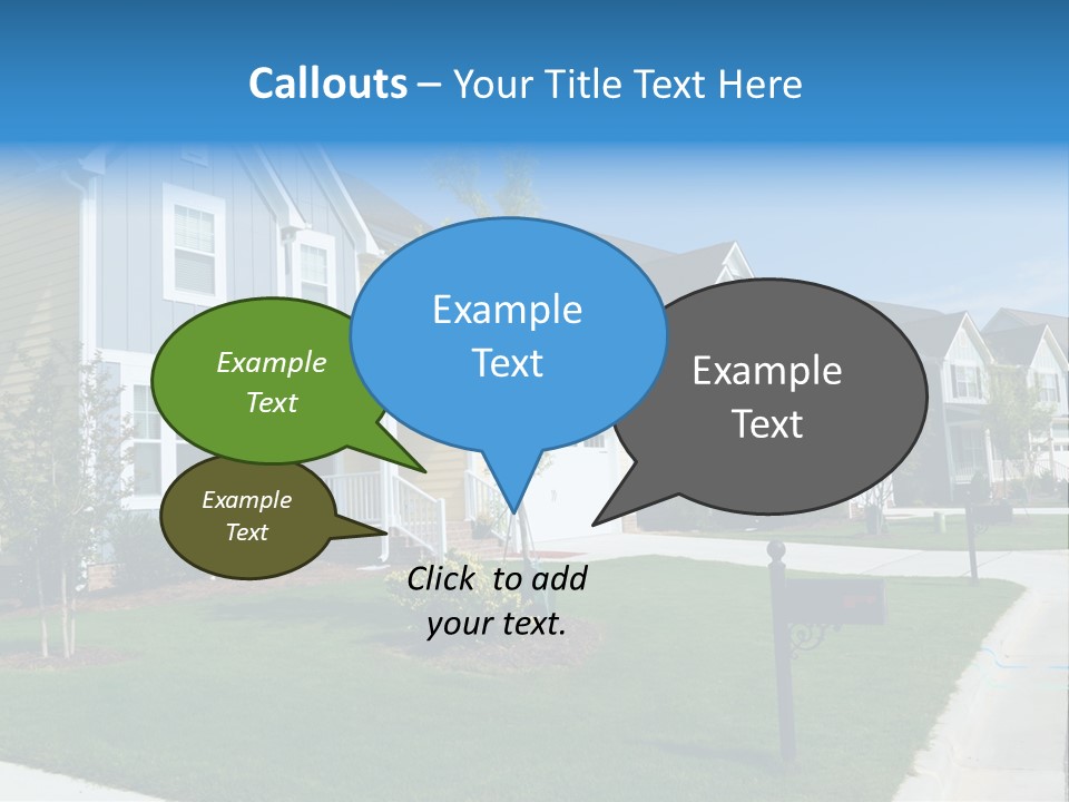 A Row Of Houses With A Blue Sign In Front Of Them PowerPoint Template