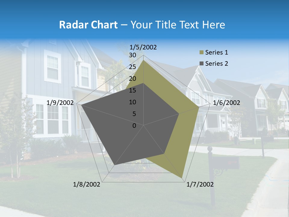 A Row Of Houses With A Blue Sign In Front Of Them PowerPoint Template