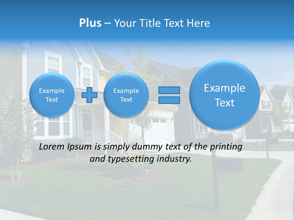A Row Of Houses With A Blue Sign In Front Of Them PowerPoint Template
