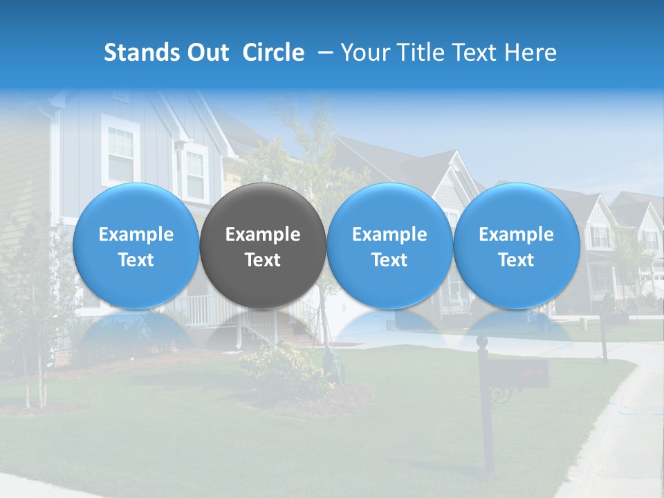 A Row Of Houses With A Blue Sign In Front Of Them PowerPoint Template