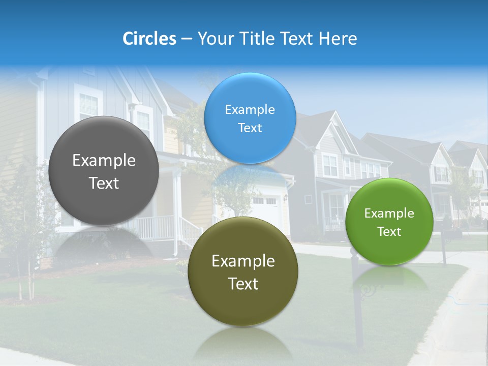 A Row Of Houses With A Blue Sign In Front Of Them PowerPoint Template