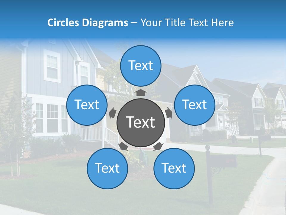 A Row Of Houses With A Blue Sign In Front Of Them PowerPoint Template