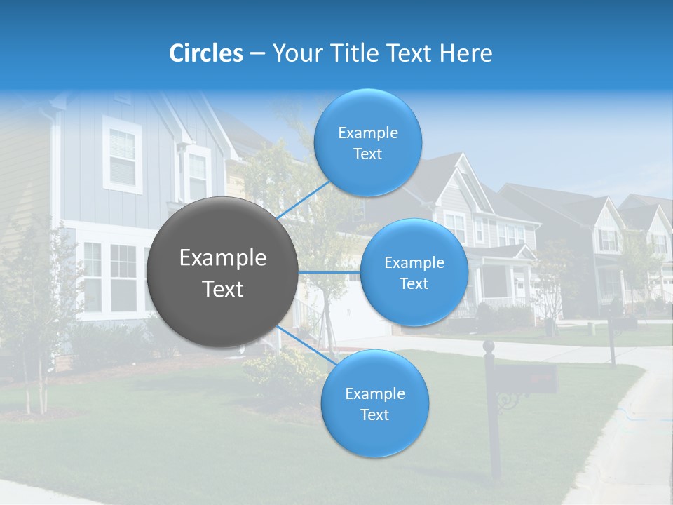A Row Of Houses With A Blue Sign In Front Of Them PowerPoint Template