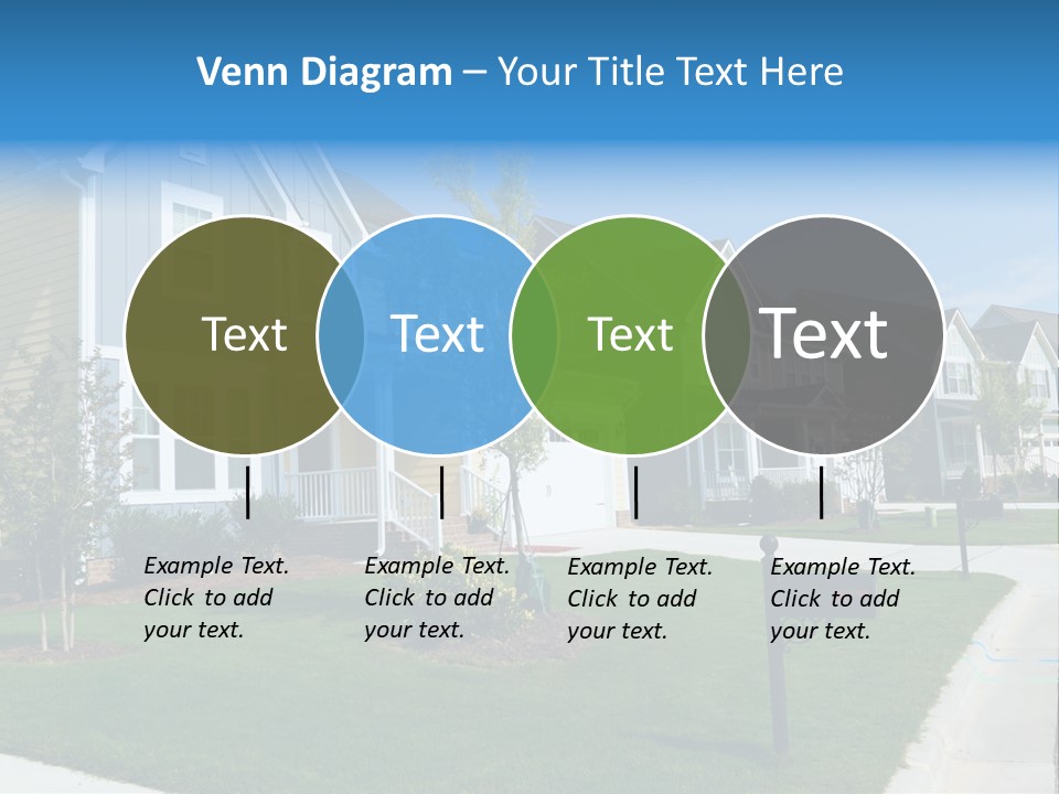 A Row Of Houses With A Blue Sign In Front Of Them PowerPoint Template