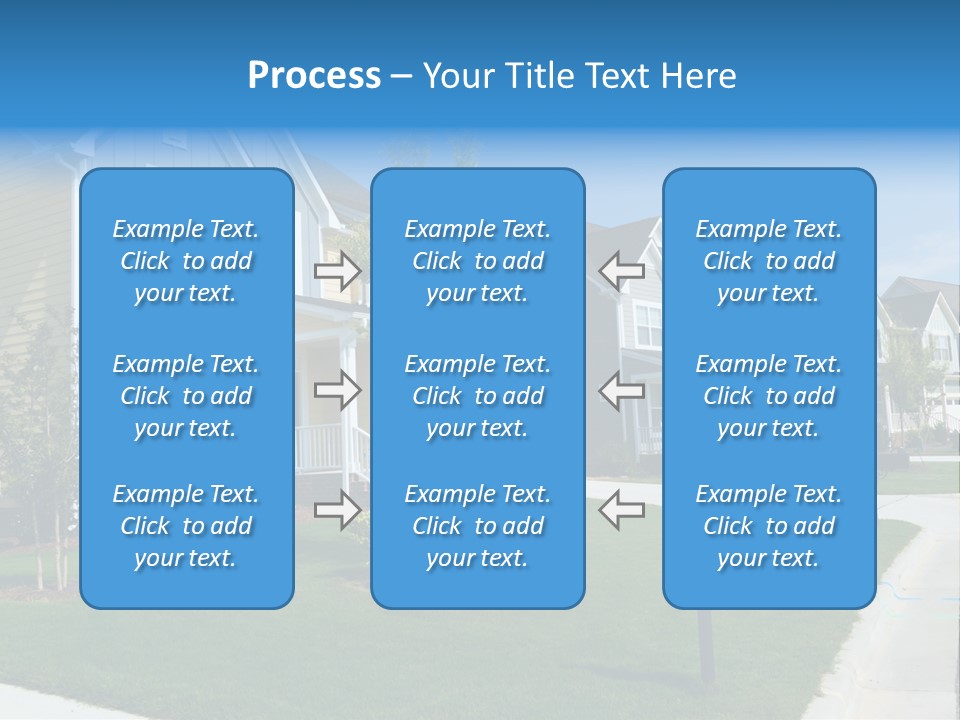 A Row Of Houses With A Blue Sign In Front Of Them PowerPoint Template