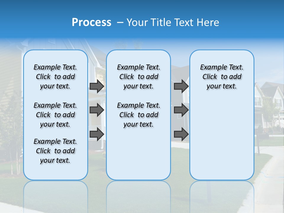 A Row Of Houses With A Blue Sign In Front Of Them PowerPoint Template