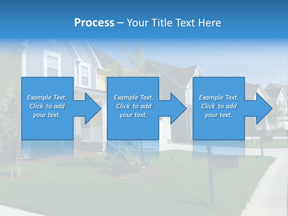 A Row Of Houses With A Blue Sign In Front Of Them PowerPoint Template
