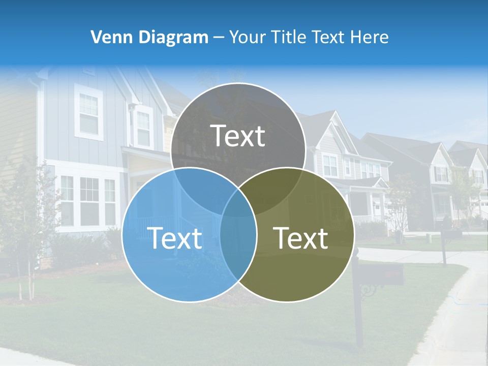 A Row Of Houses With A Blue Sign In Front Of Them PowerPoint Template