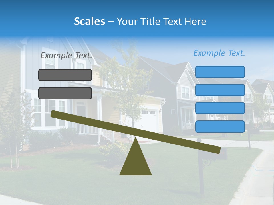 A Row Of Houses With A Blue Sign In Front Of Them PowerPoint Template