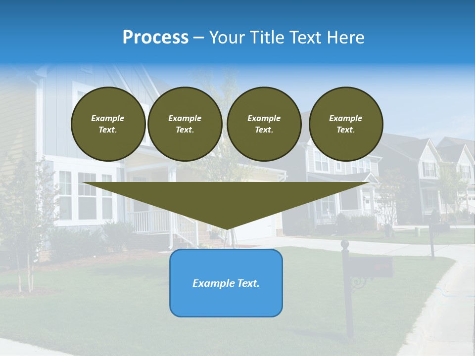 A Row Of Houses With A Blue Sign In Front Of Them PowerPoint Template