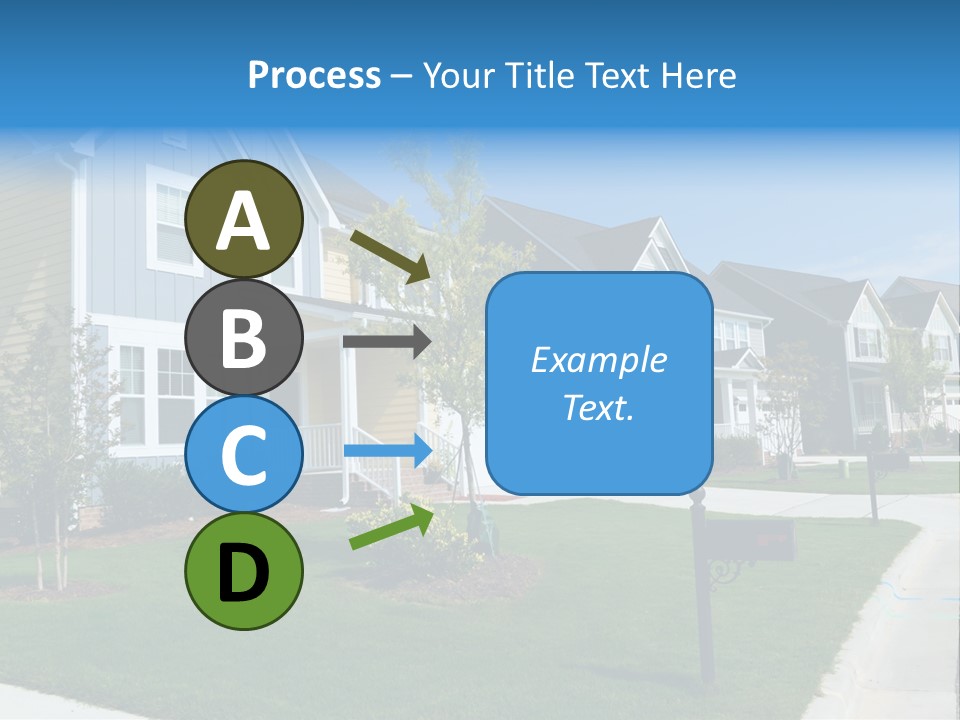 A Row Of Houses With A Blue Sign In Front Of Them PowerPoint Template