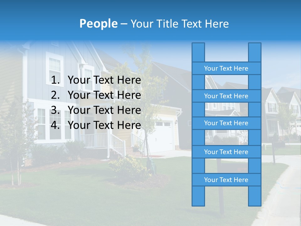 A Row Of Houses With A Blue Sign In Front Of Them PowerPoint Template