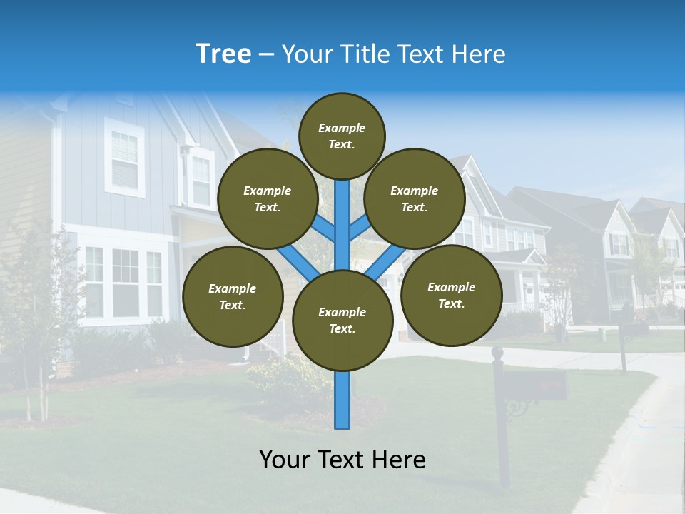 A Row Of Houses With A Blue Sign In Front Of Them PowerPoint Template