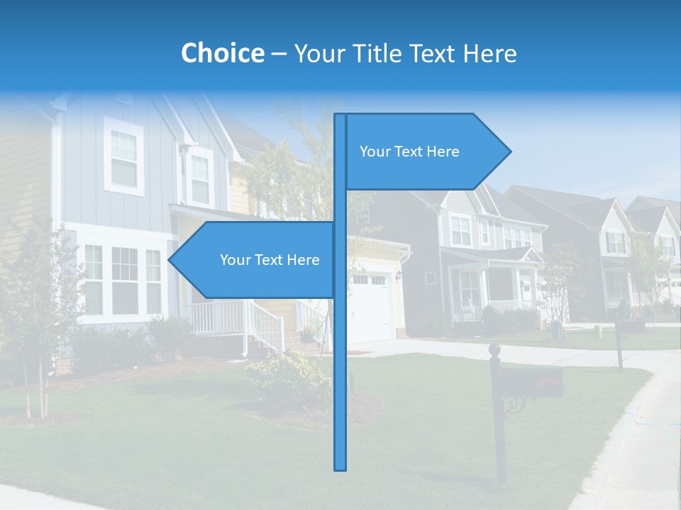 A Row Of Houses With A Blue Sign In Front Of Them PowerPoint Template