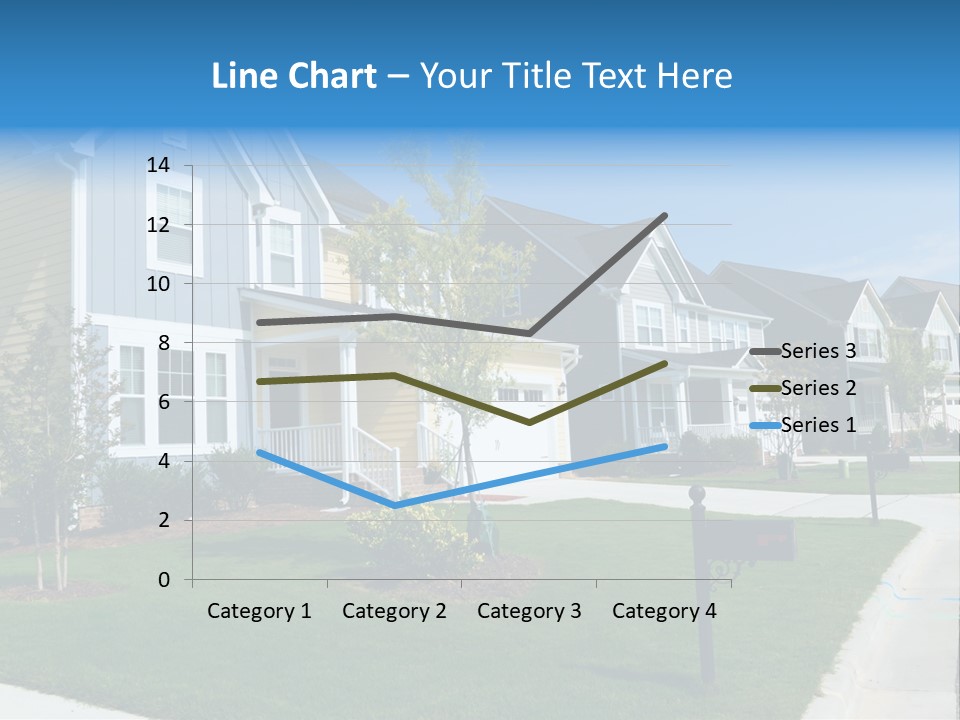A Row Of Houses With A Blue Sign In Front Of Them PowerPoint Template
