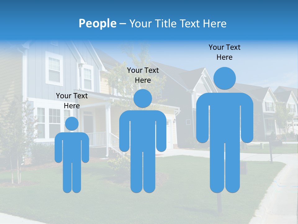 A Row Of Houses With A Blue Sign In Front Of Them PowerPoint Template