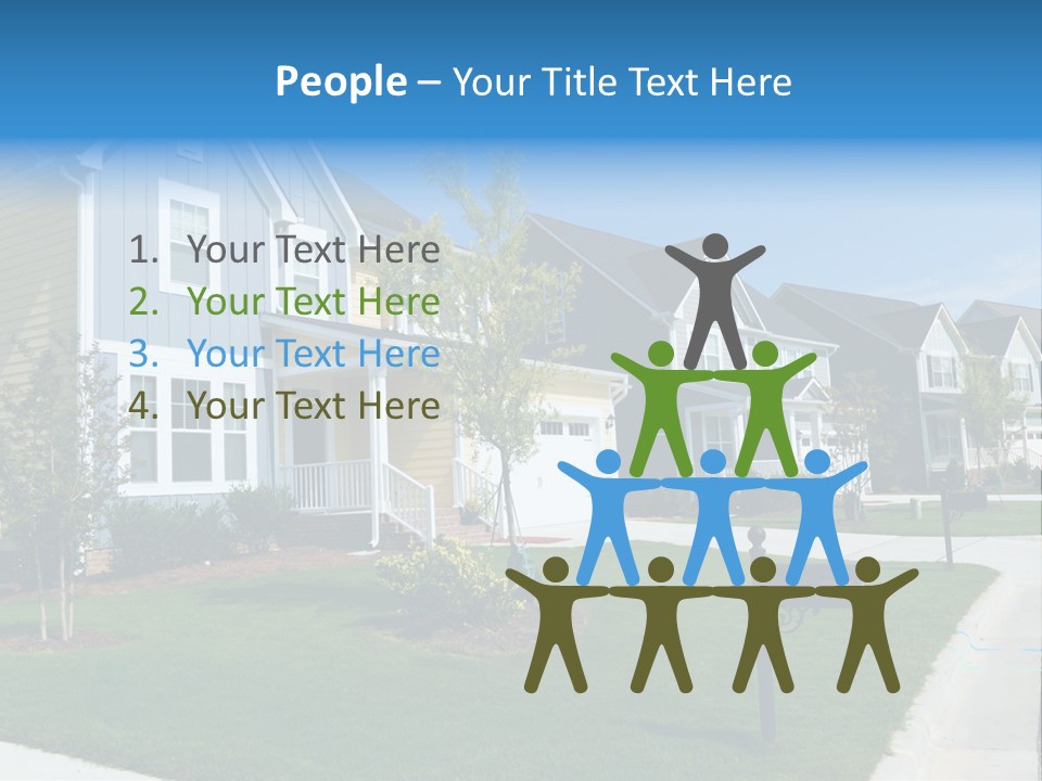 A Row Of Houses With A Blue Sign In Front Of Them PowerPoint Template