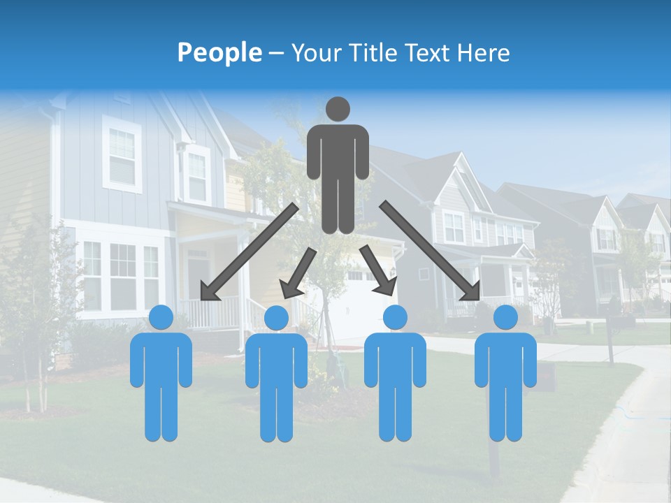 A Row Of Houses With A Blue Sign In Front Of Them PowerPoint Template