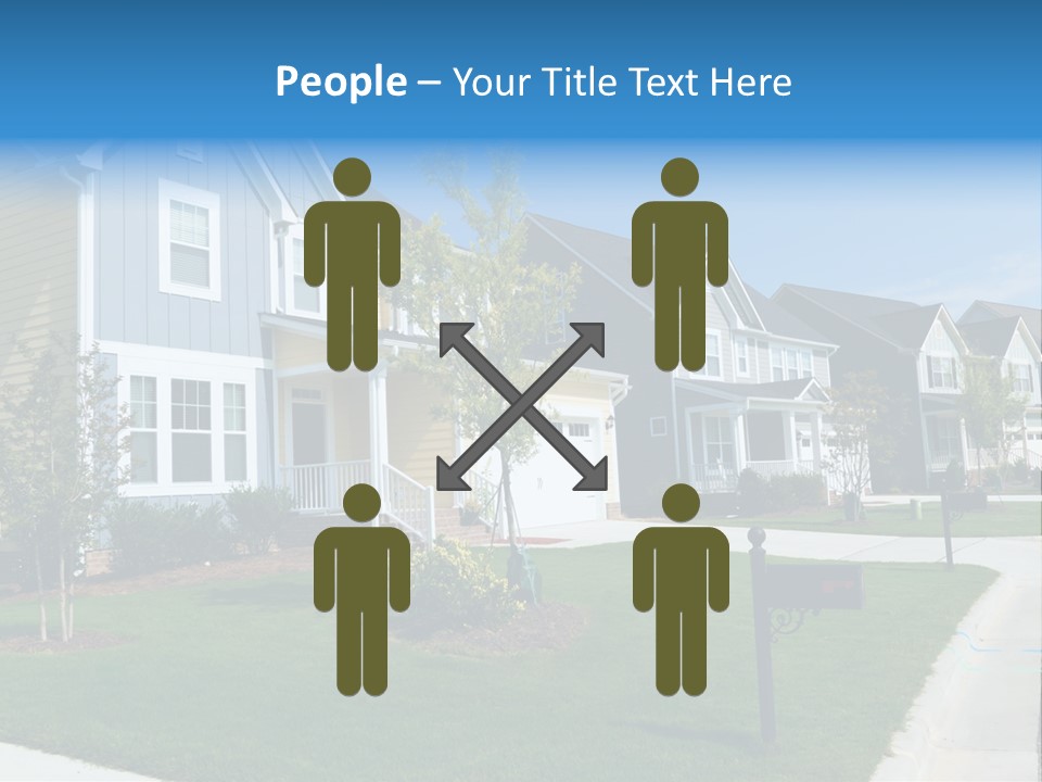 A Row Of Houses With A Blue Sign In Front Of Them PowerPoint Template