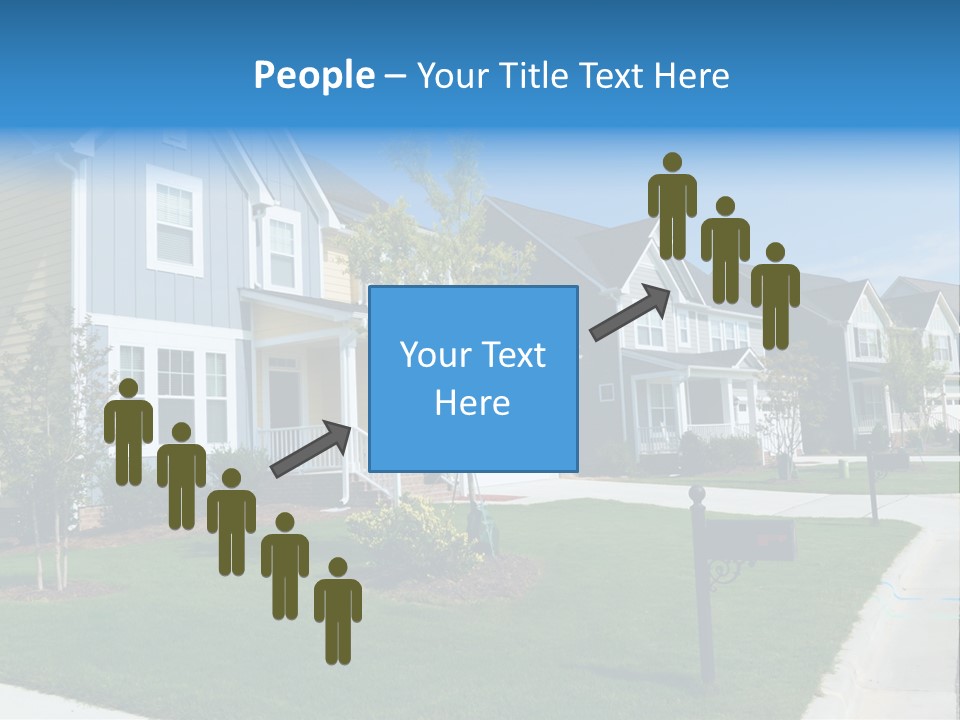 A Row Of Houses With A Blue Sign In Front Of Them PowerPoint Template