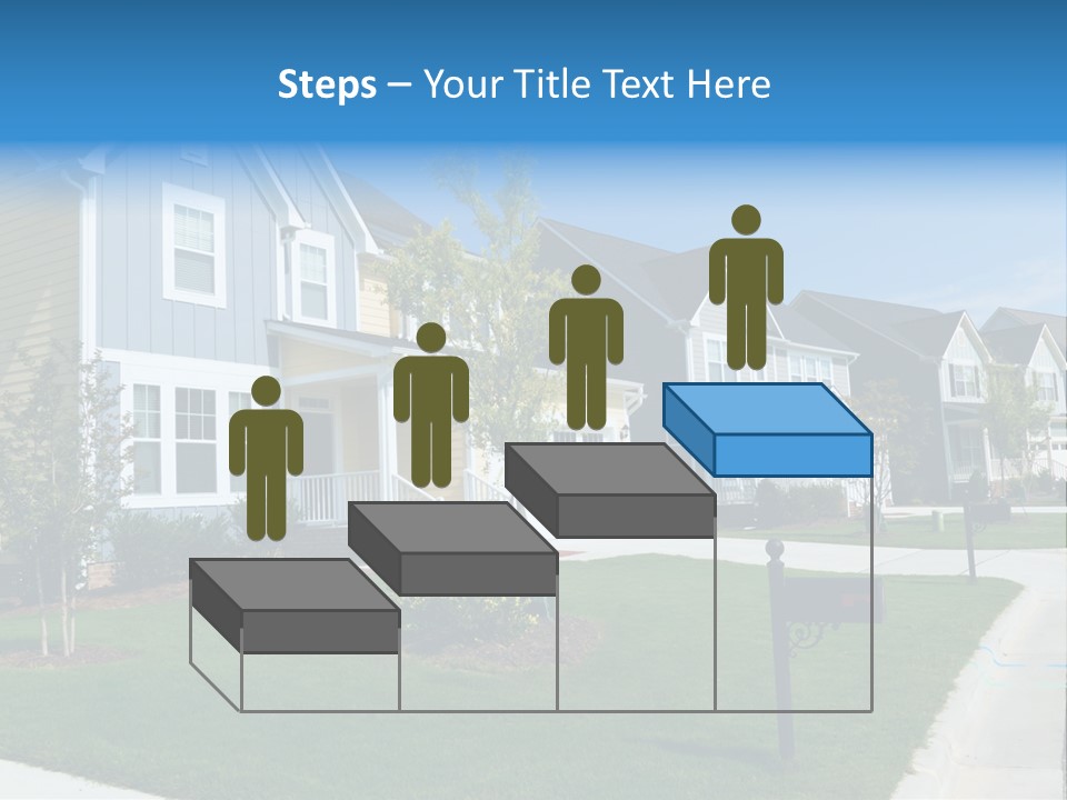 A Row Of Houses With A Blue Sign In Front Of Them PowerPoint Template