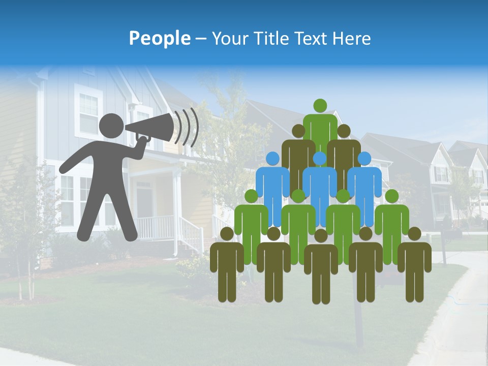 A Row Of Houses With A Blue Sign In Front Of Them PowerPoint Template