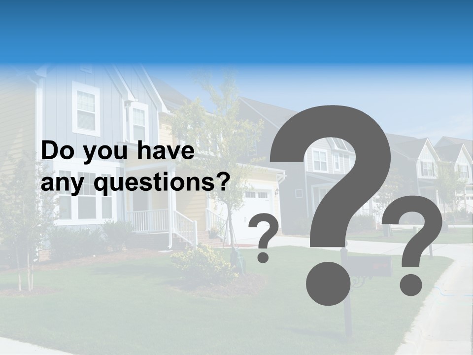 A Row Of Houses With A Blue Sign In Front Of Them PowerPoint Template