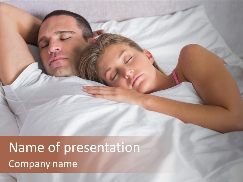 A Man And A Woman Sleeping On A Bed PowerPoint Template