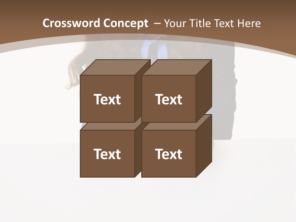 A Woman In A Business Suit Leaning On A Sign PowerPoint Template