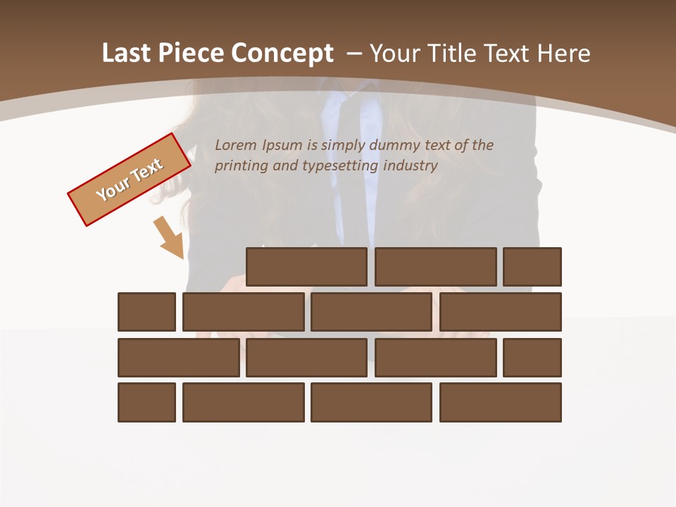 A Woman In A Business Suit Leaning On A Sign PowerPoint Template