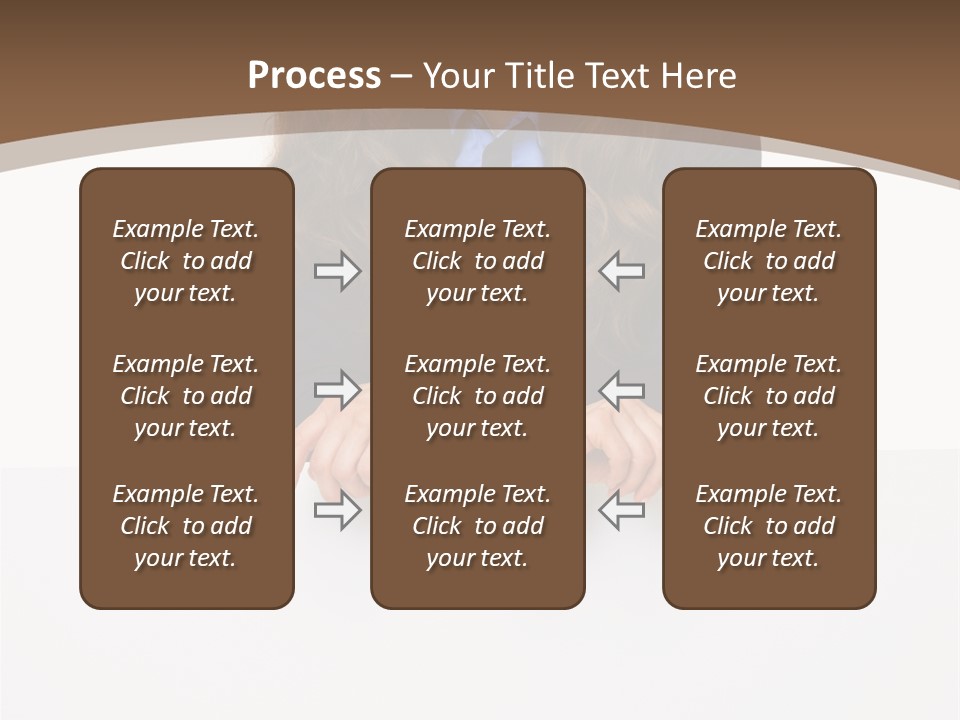 A Woman In A Business Suit Leaning On A Sign PowerPoint Template