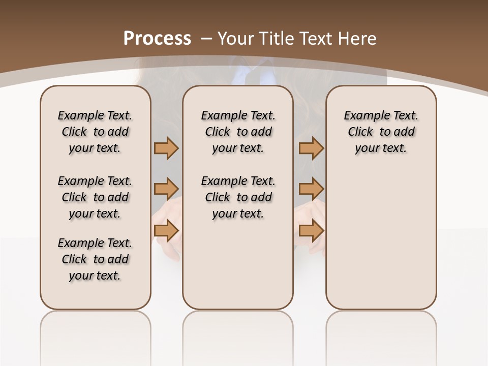 A Woman In A Business Suit Leaning On A Sign PowerPoint Template