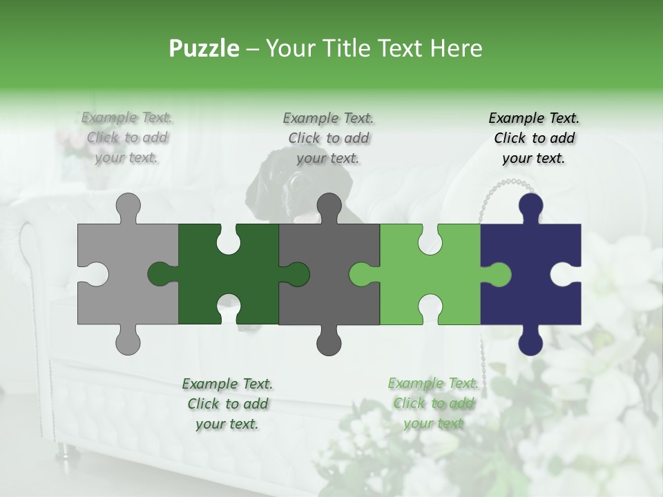 A Black Dog Is Sitting On A White Couch PowerPoint Template
