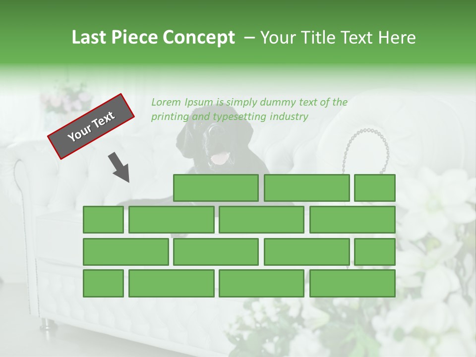 A Black Dog Is Sitting On A White Couch PowerPoint Template