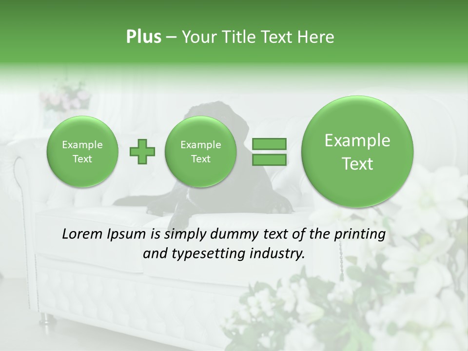 A Black Dog Is Sitting On A White Couch PowerPoint Template