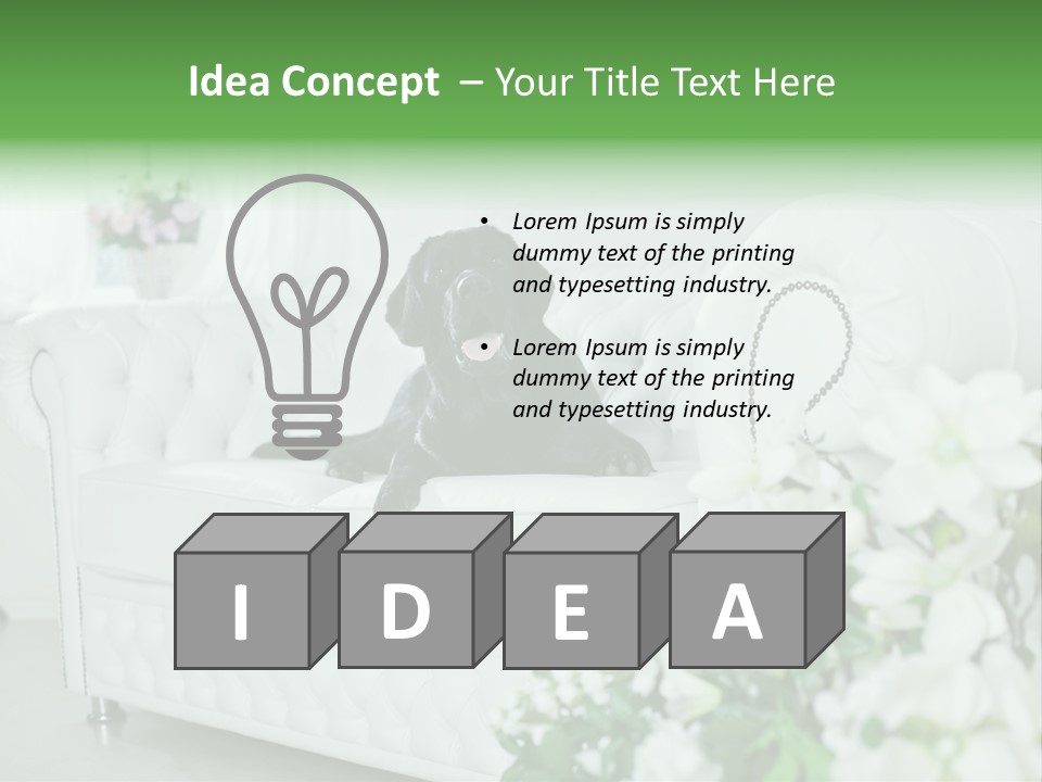 A Black Dog Is Sitting On A White Couch PowerPoint Template