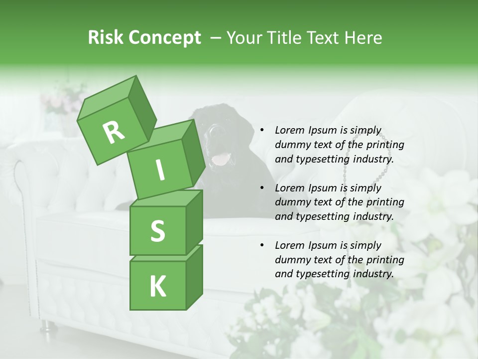 A Black Dog Is Sitting On A White Couch PowerPoint Template