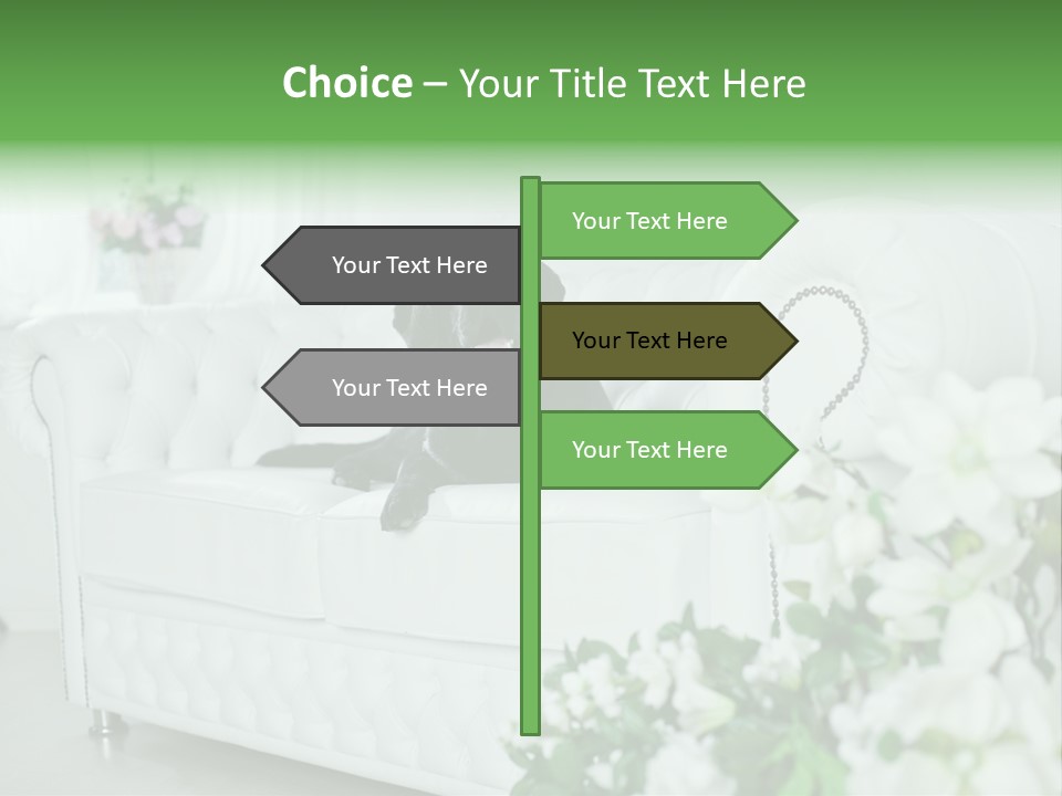 A Black Dog Is Sitting On A White Couch PowerPoint Template